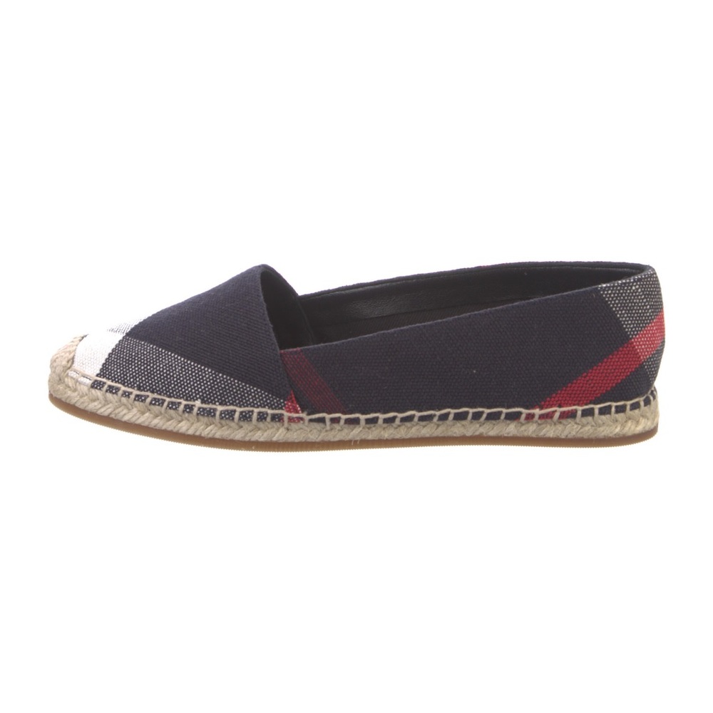 Like NEW Burberry Navy Blue Nova Check Canvas Espadrilles - Picture 6 of 13